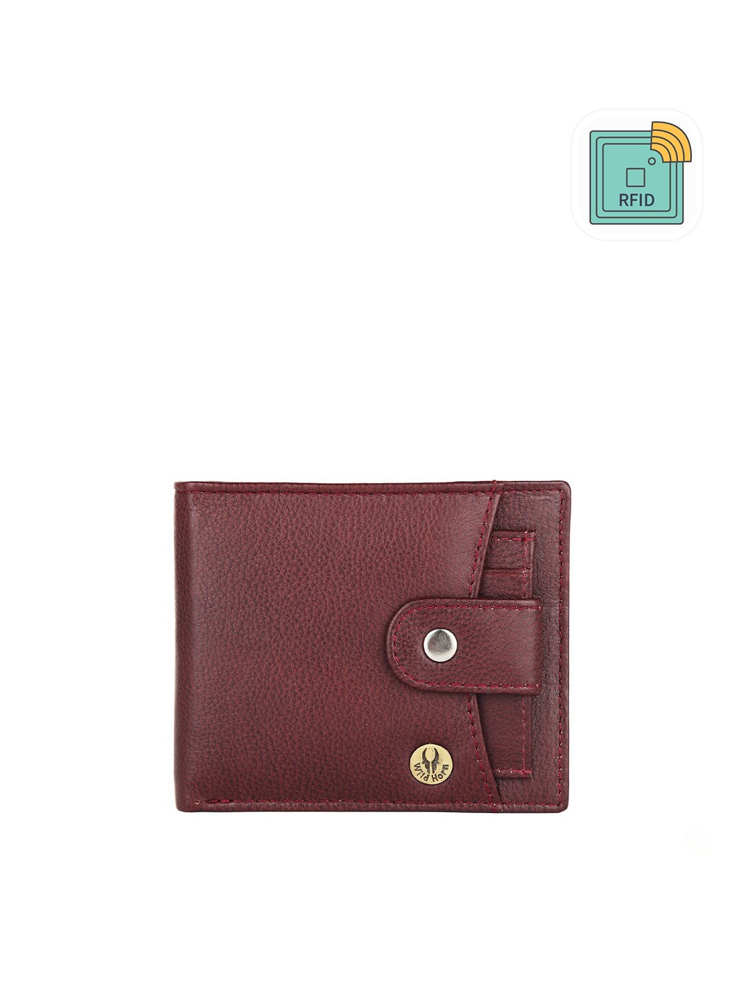 

WildHorn Men Maroon Textured Two Fold Leather Wallet