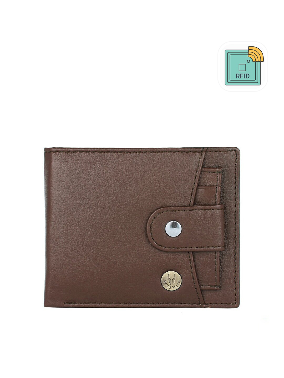 

WildHorn Men Brown Solid RFID Leather Two Fold Wallet