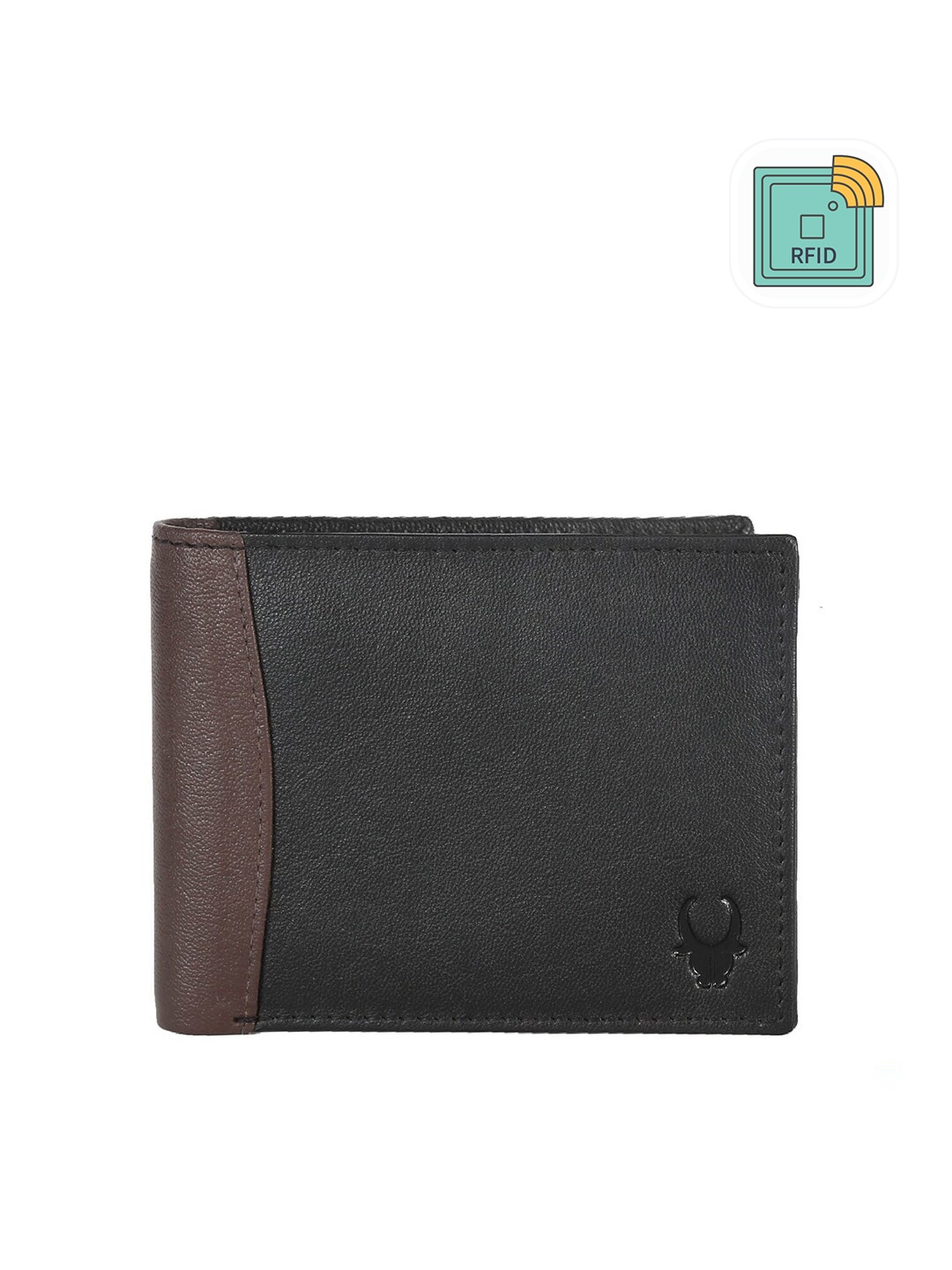 

WildHorn Men Black & Brown Colourblocked Two Fold Wallet