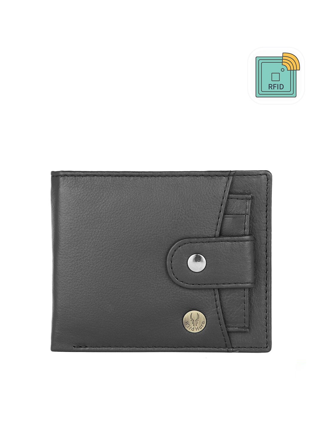 

WildHorn Men Black Textured Two Fold Wallet