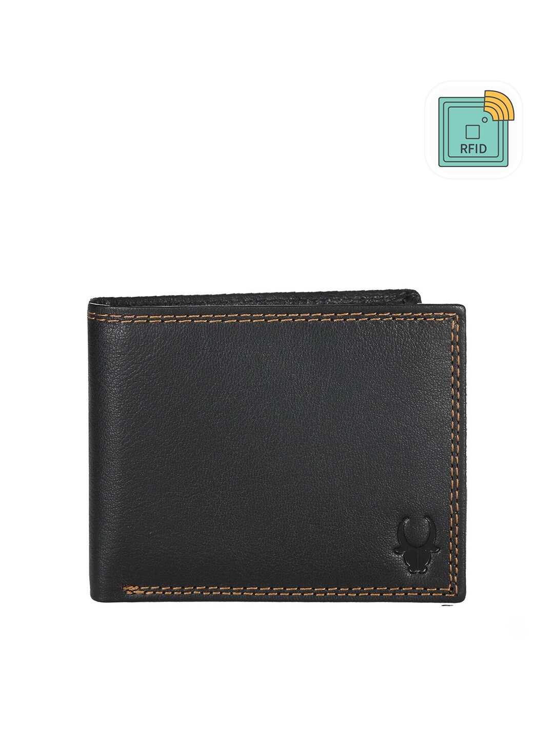 

WildHorn Men Black Textured Two Fold Wallet
