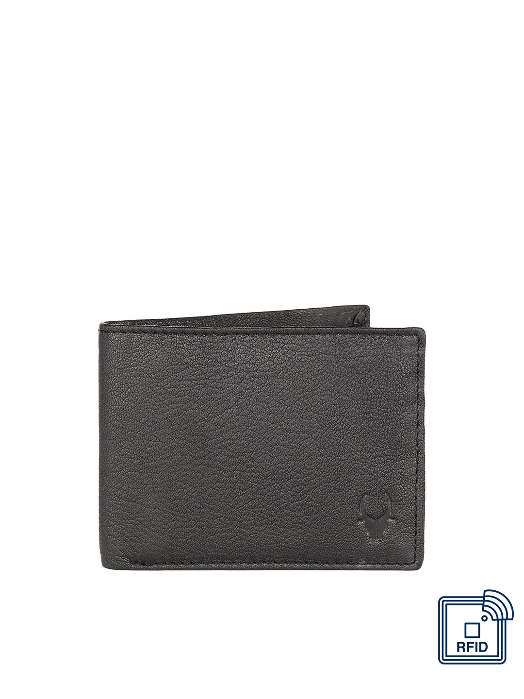 

WildHorn Men Black Textured Leather Two Fold Wallet