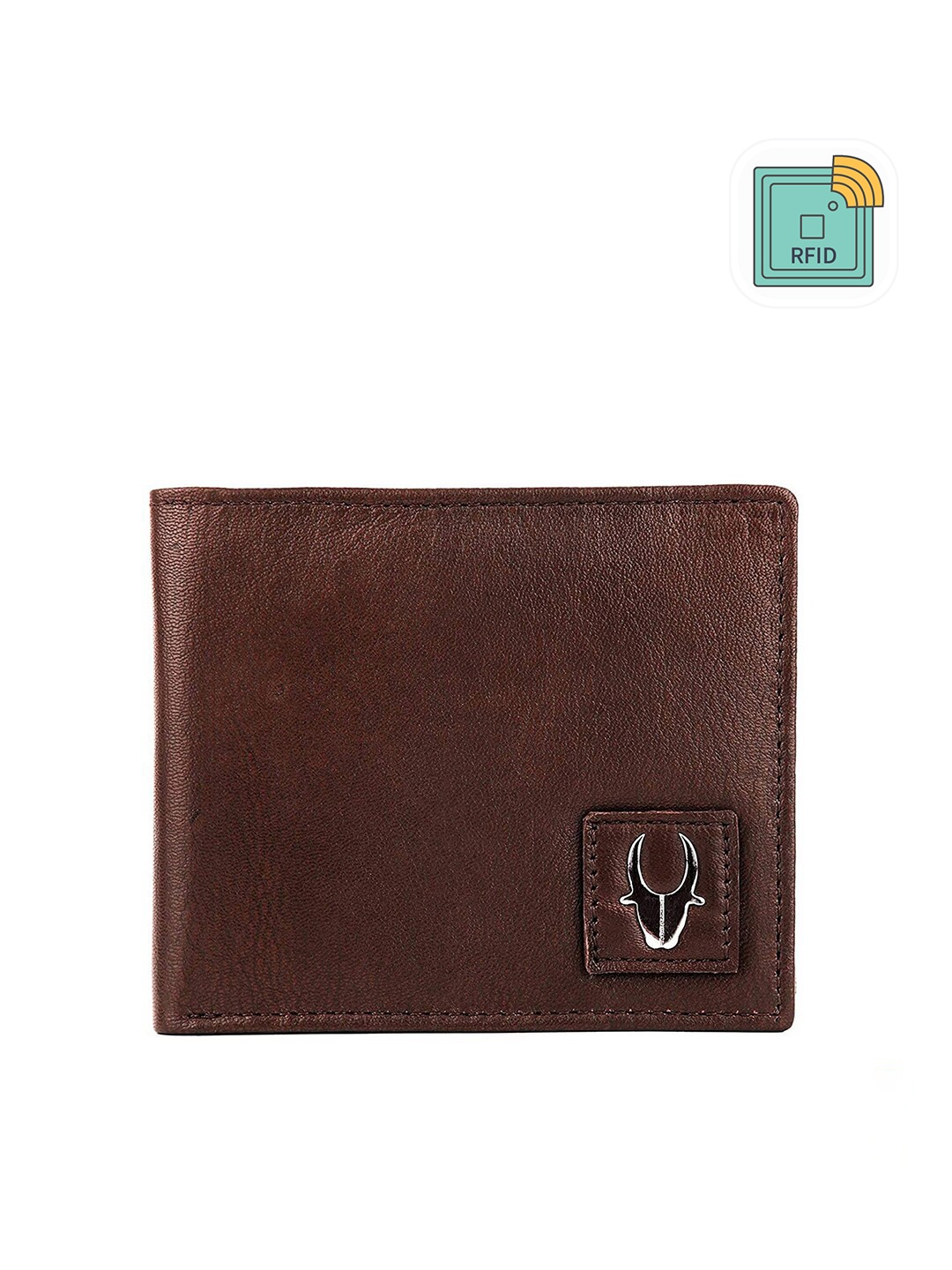 

WildHorn Men Brown Solid Leather RFID Protected Two Fold Wallet