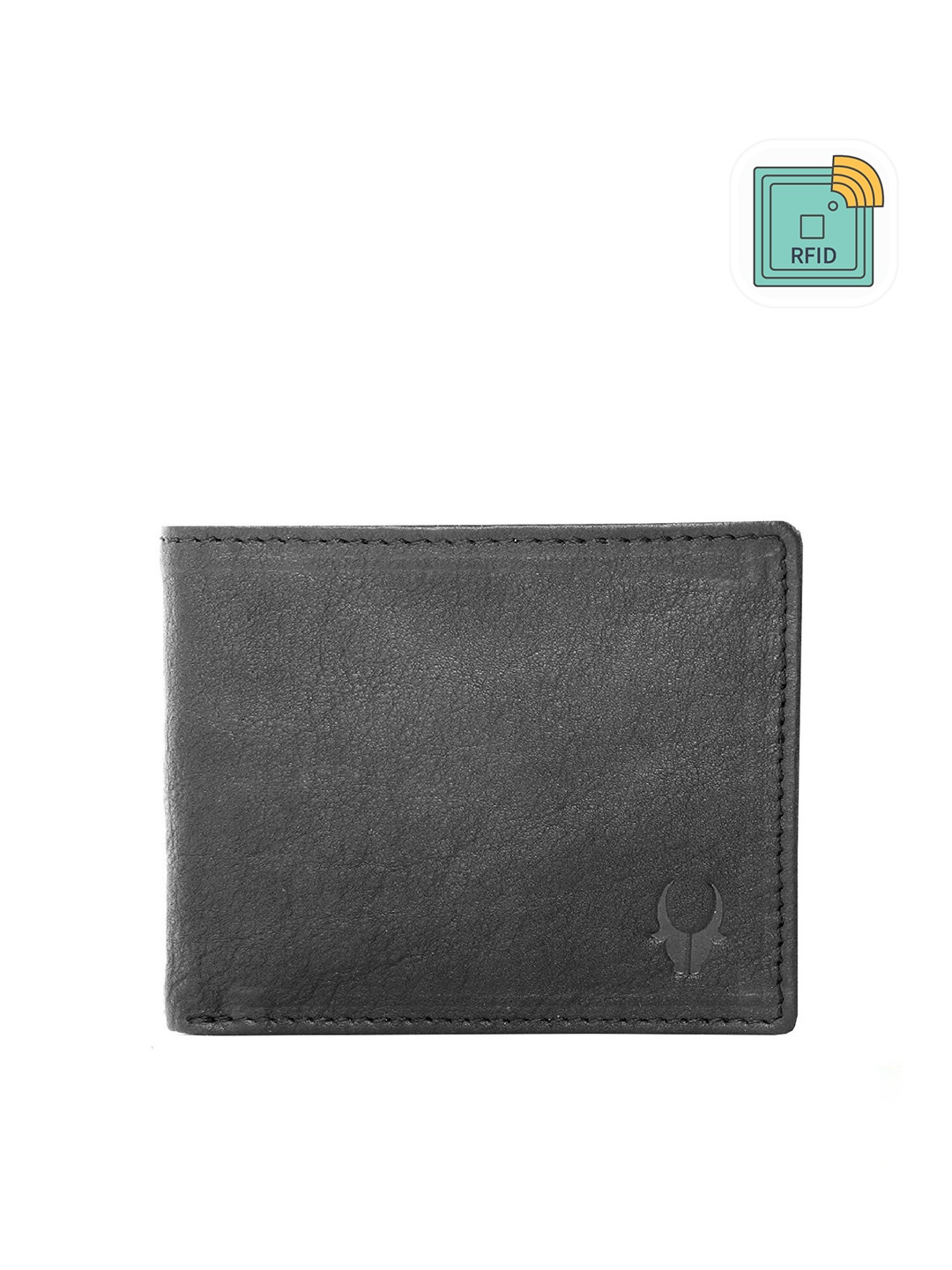 

WildHorn Men Black Textured Leather Two Fold Wallet