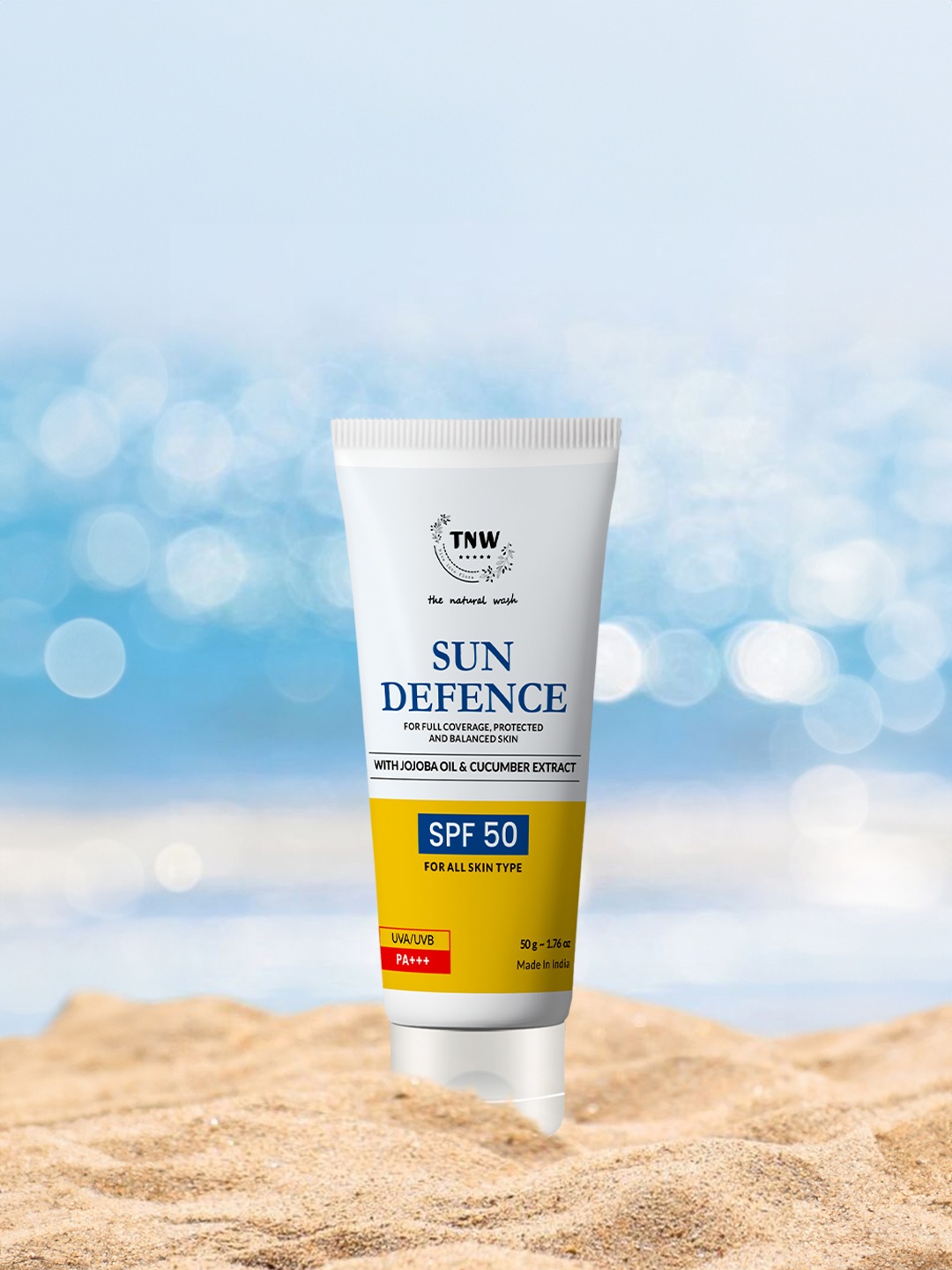 

TNW the natural wash Sun Defence Sunscreen SPF 50 Protection Cream - 50 gm, Yellow