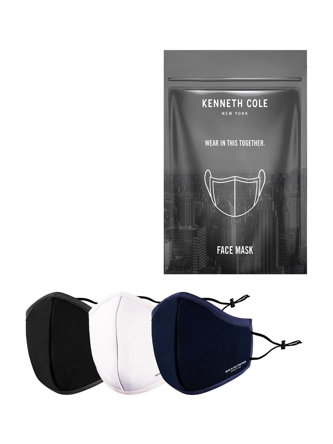 

Kenneth Cole Unisex Pack Of 3 Solid 6-Ply Protective Outdoor Masks, Black