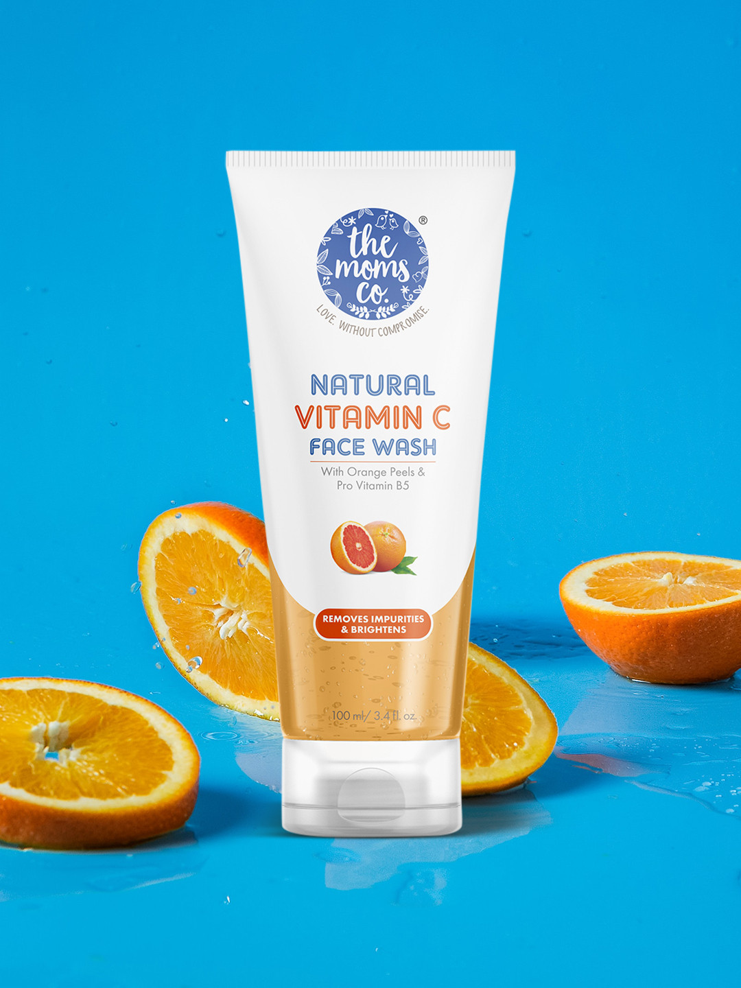 

The Moms Co. Vitamin C Face Wash with Orange Beads - Skin Brightening & Uneven Skin Tone, Yellow