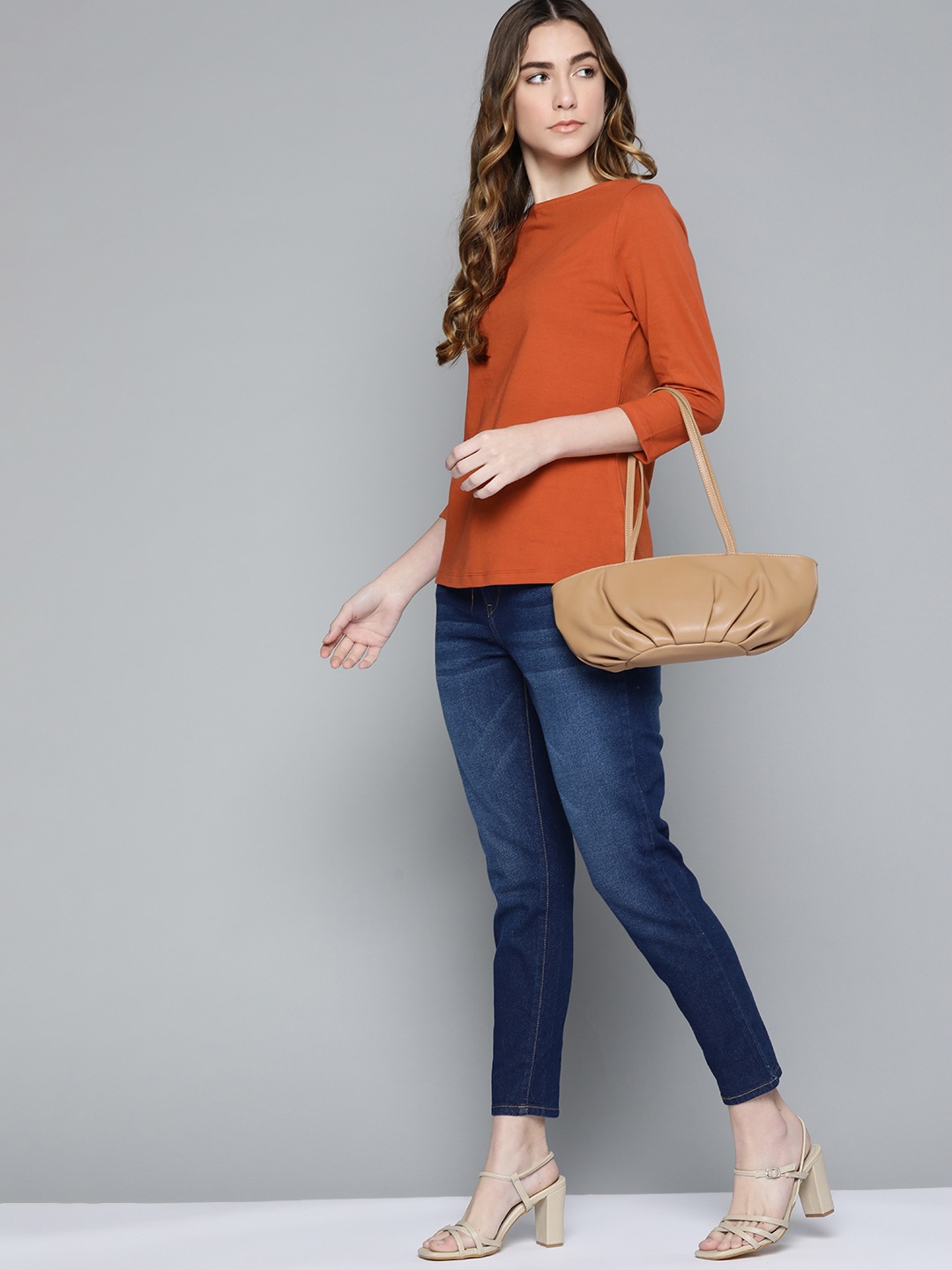 

Chemistry Women Rust Orange Solid T-shirt