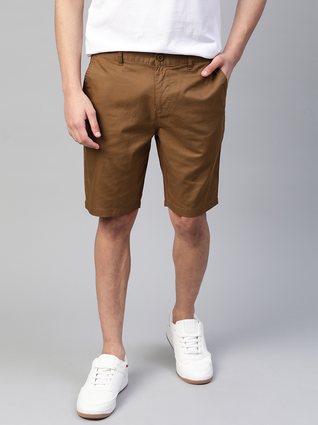 

Mast & Harbour Men Khaki Mid-Rise Chino Shorts