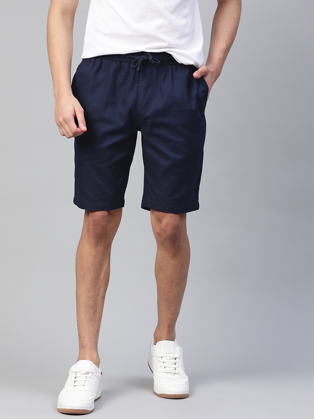 

Mast & Harbour Men Navy Blue Mid-Rise Regular Cotton Shorts