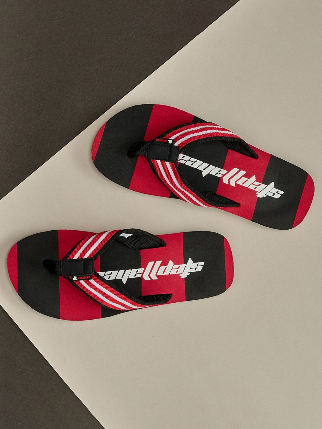 

Duke Men Red & White Striped Thong Flip-Flops