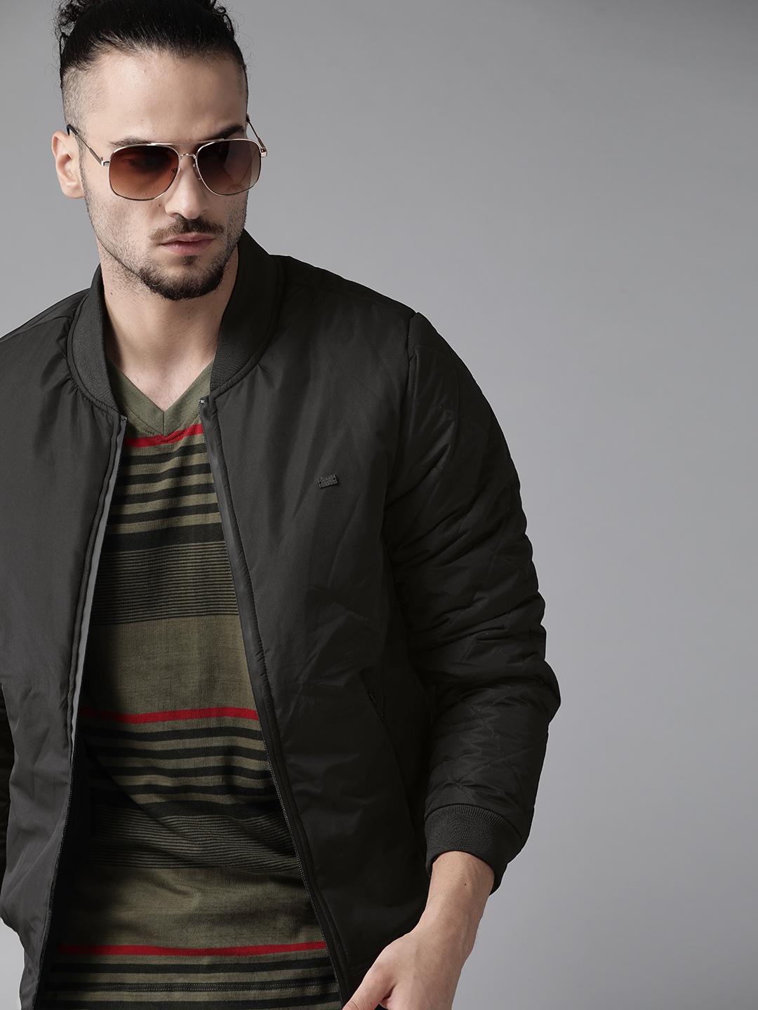 

Roadster Men Black Bomber Jacket