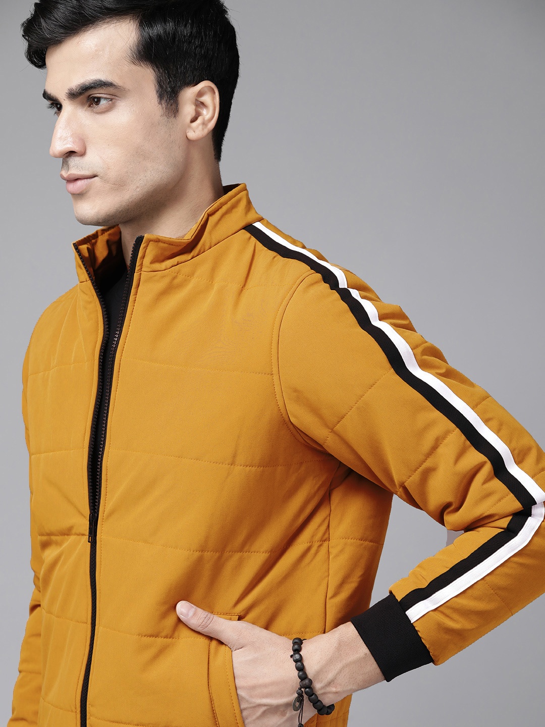 

Roadster Men Mustard Yellow Solid Padded Jacket