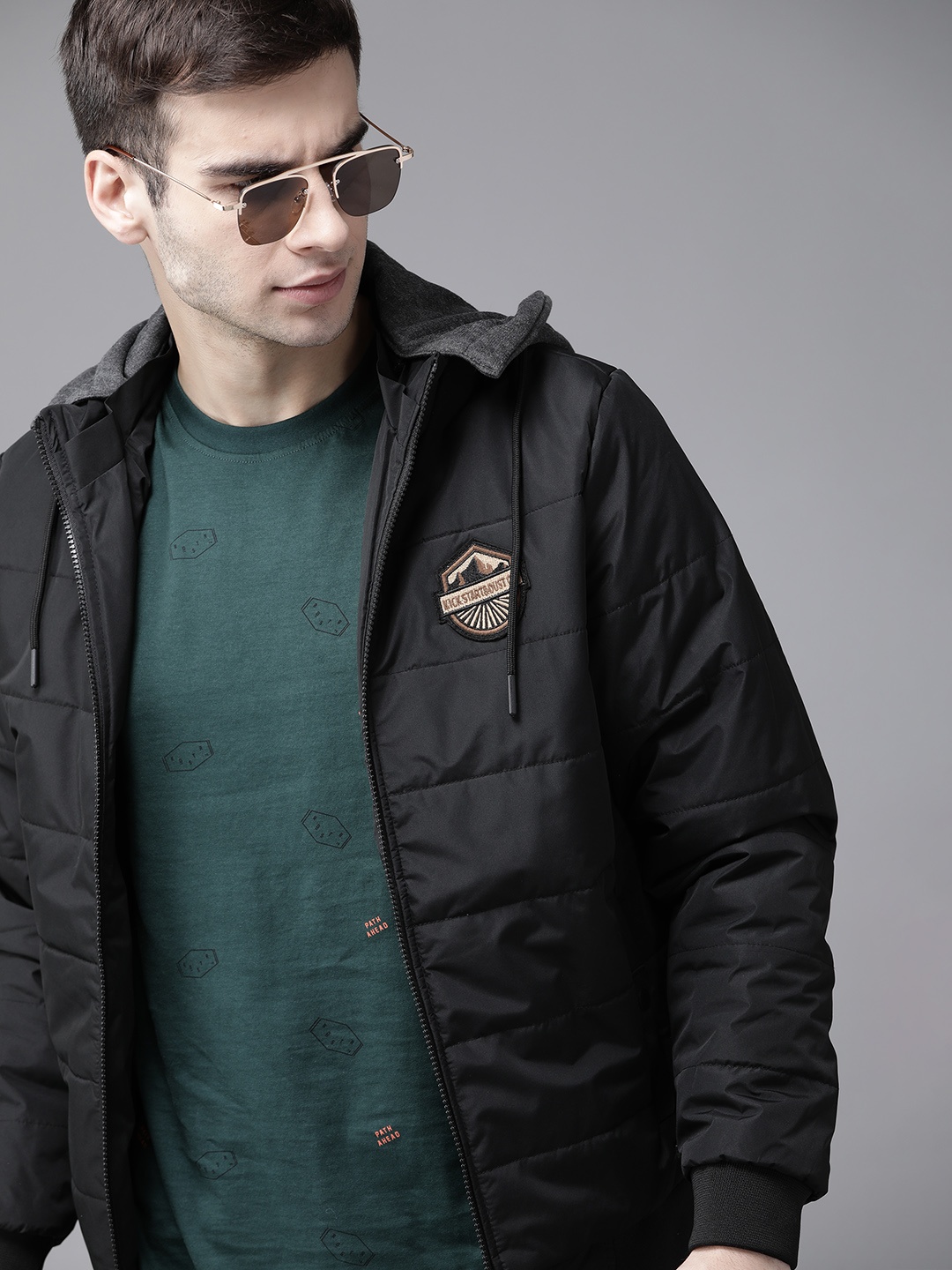 

Roadster Men Black Solid Bomber Jacket