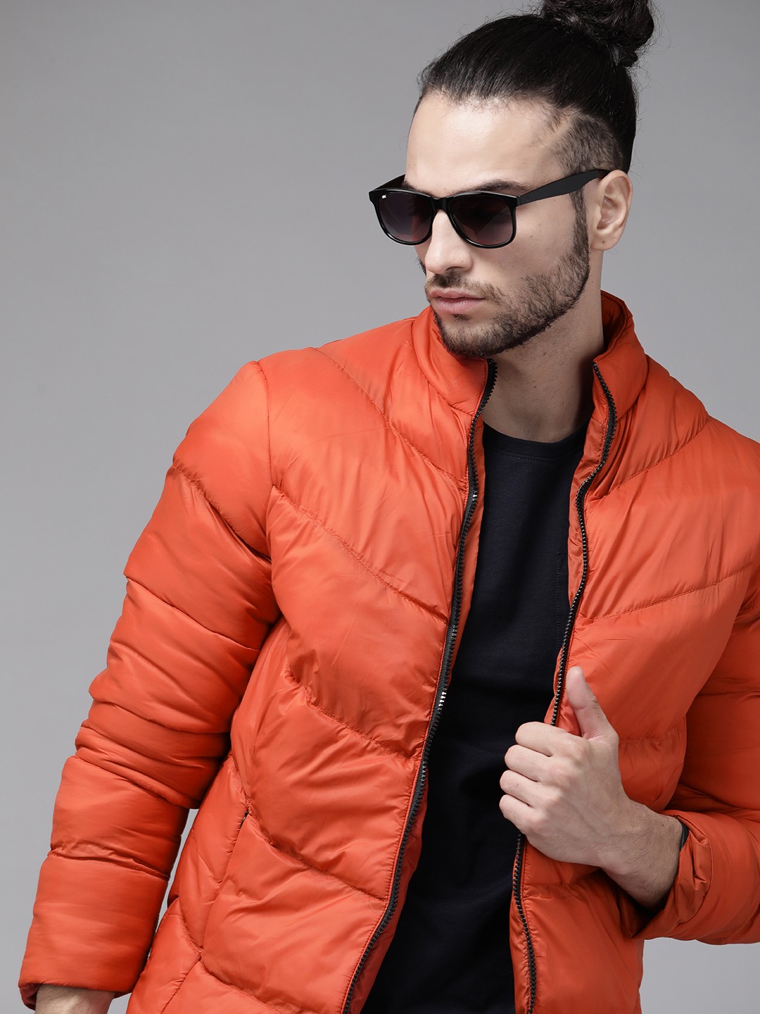

Roadster Men Red Solid Padded Jacket