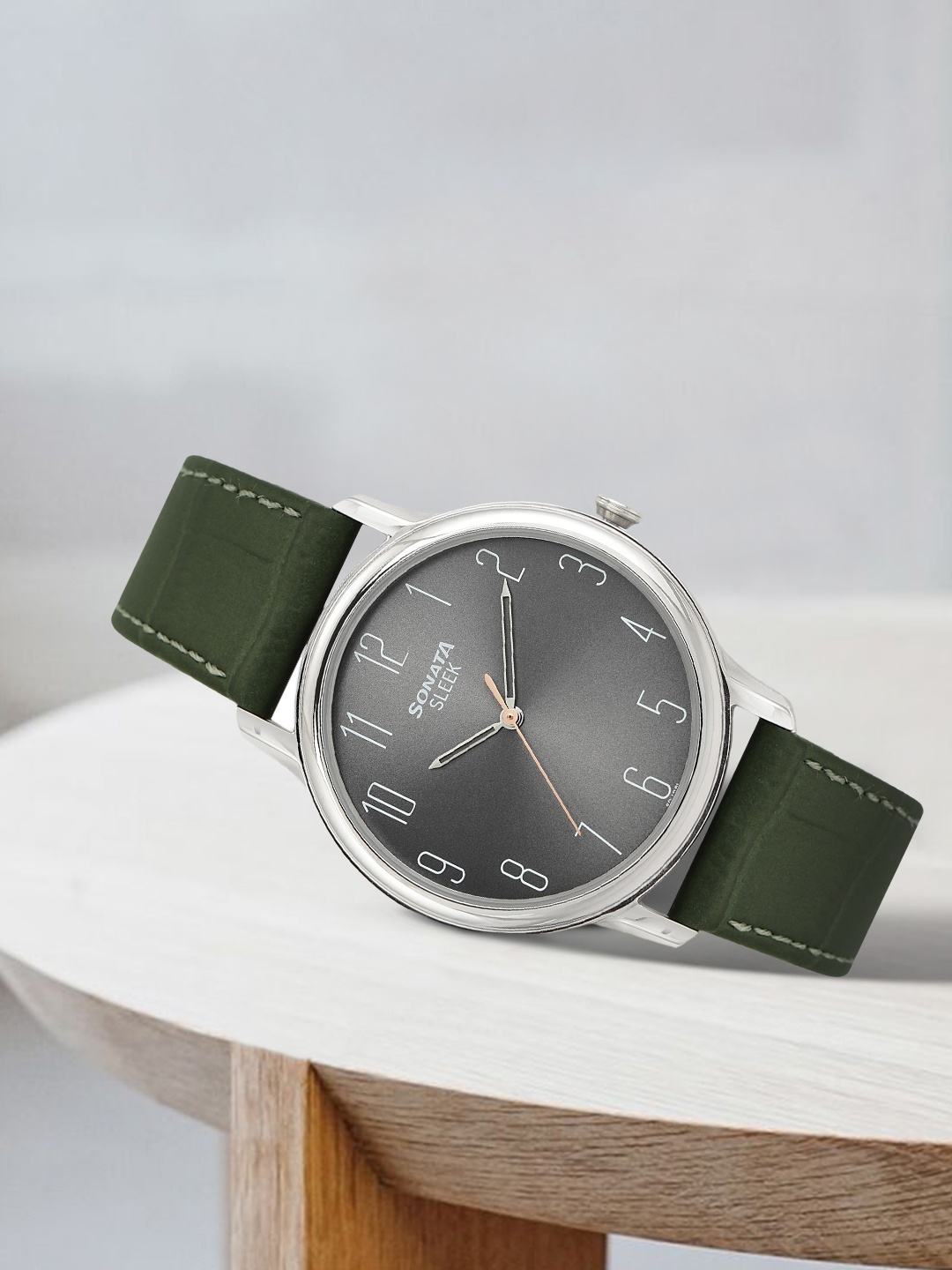 

Sonata Men Grey Leather Analogue Watch NN7128SL04