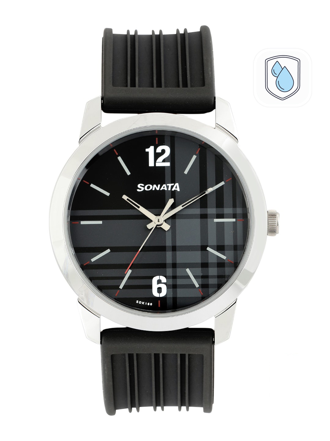 

Sonata Men Black Printed Analogue Watch NN77107SP04W