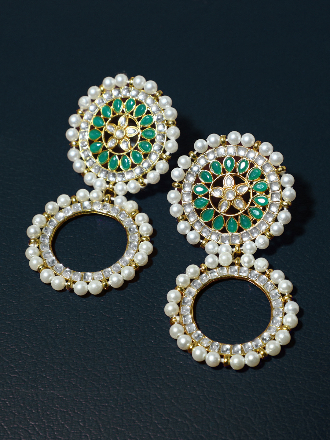 

KARATCART Gold-Plated & White Contemporary Drop Earrings