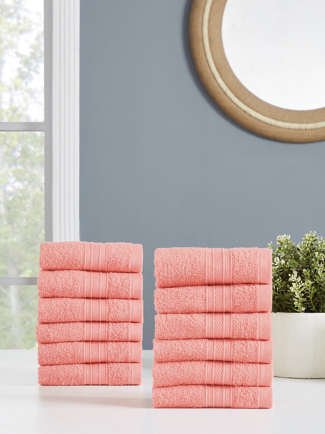 

MYTRIDENT 12 Piece Face Towel Set Coral Soft and Plush 100% Cotton 500 GSM
