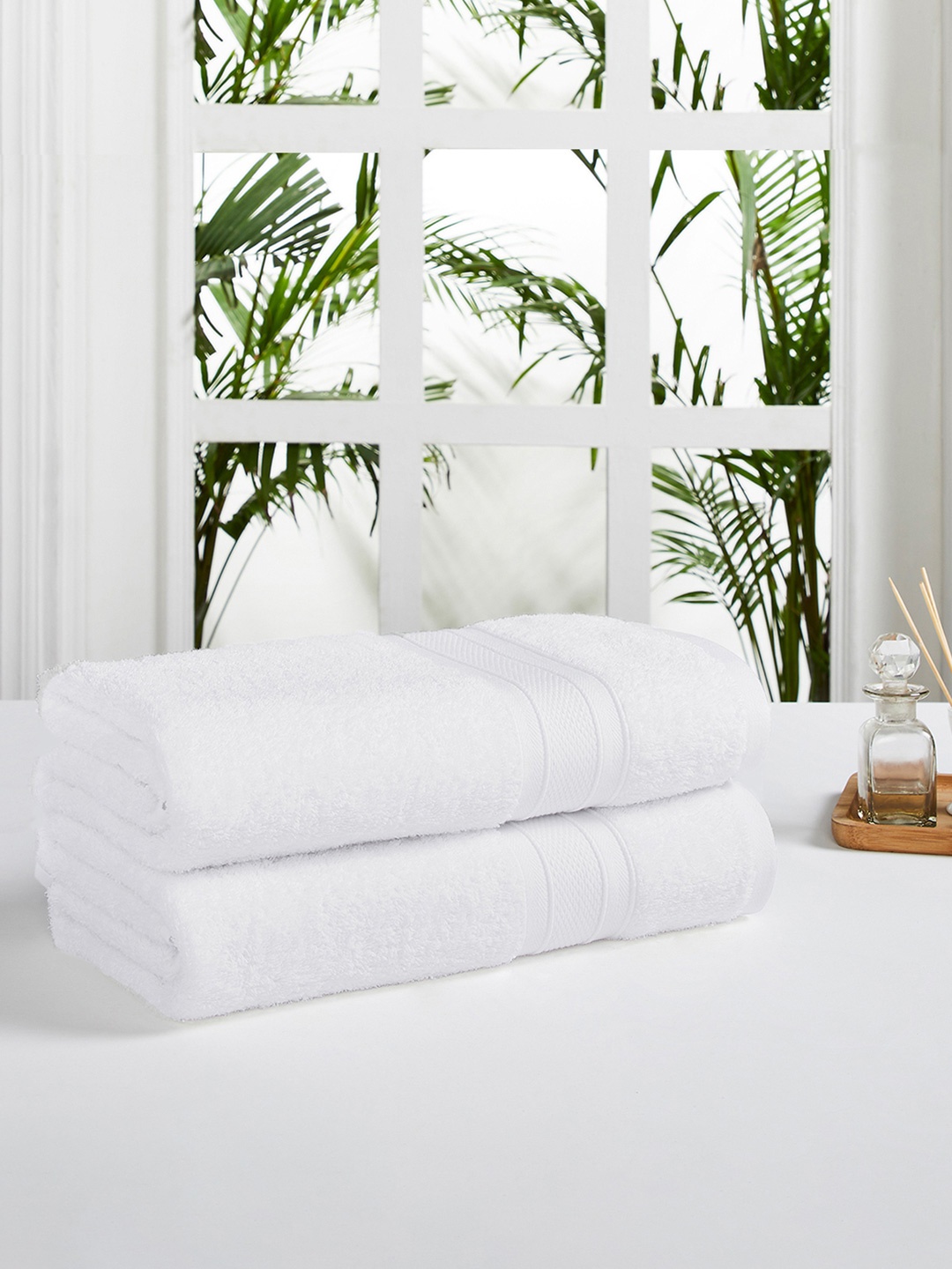 

MYTRIDENT White Set Of 2 500 GSM Bath Towels