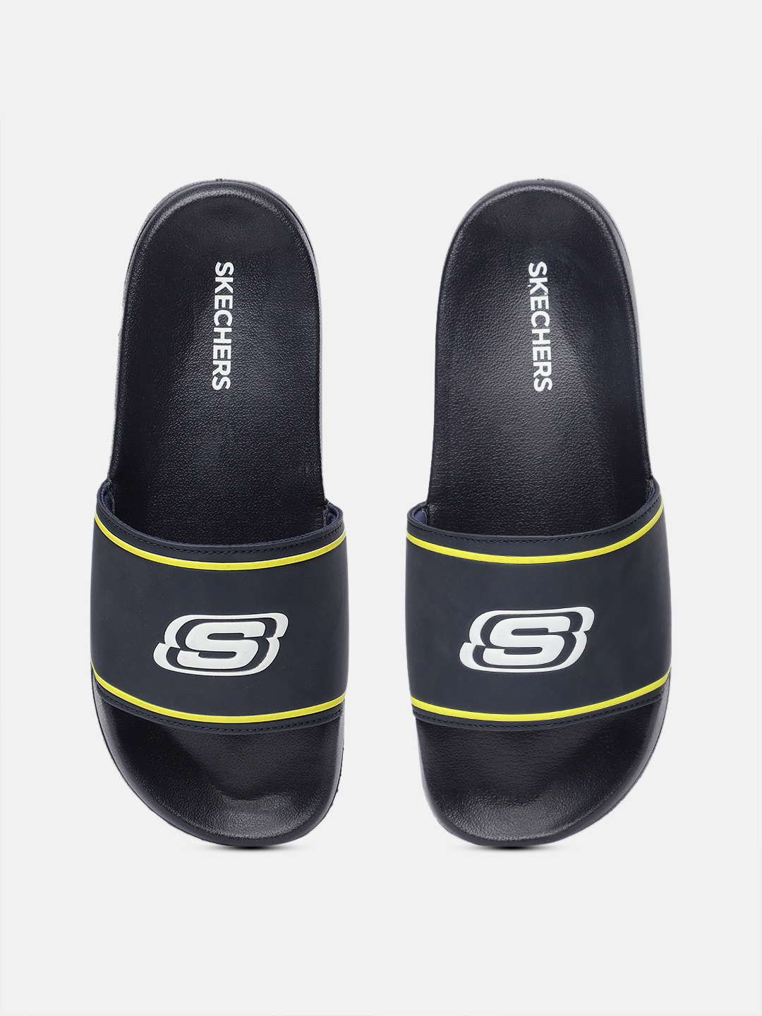 

Skechers Men Navy Blue & White SIDE LINES 2.0 - RETALIC Logo Printed Sliders