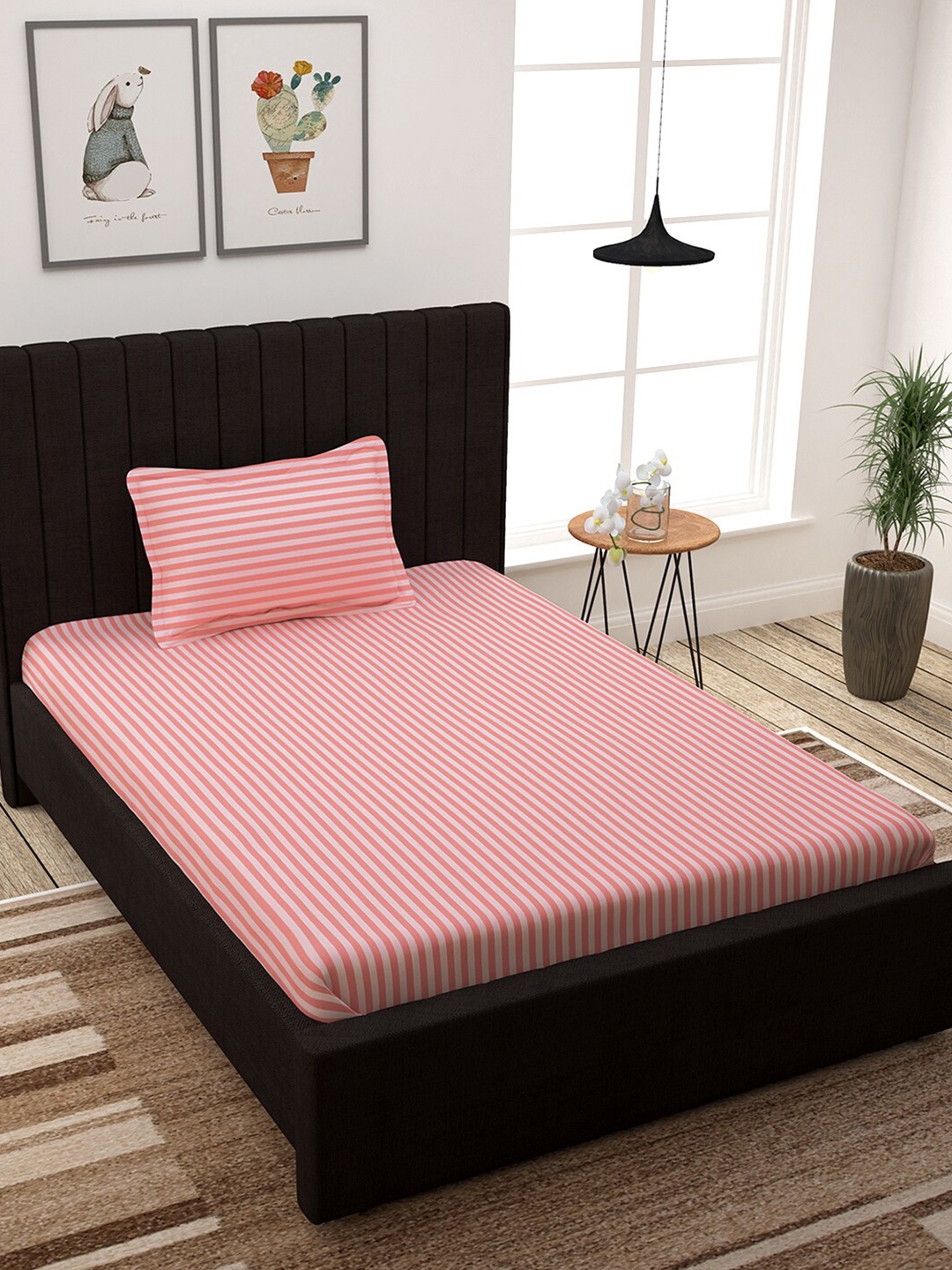 

Story@home Pink Solid Cotton 300 TC 1 Single Bedsheet with 1 Pillow Cover