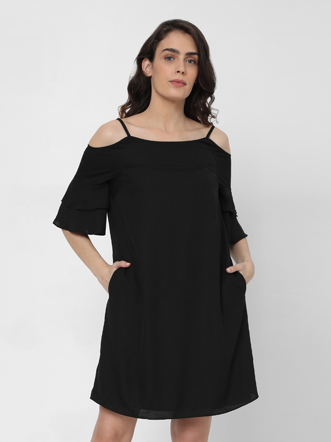 

Vero Moda Black Cold Shoulder A-Line Dress