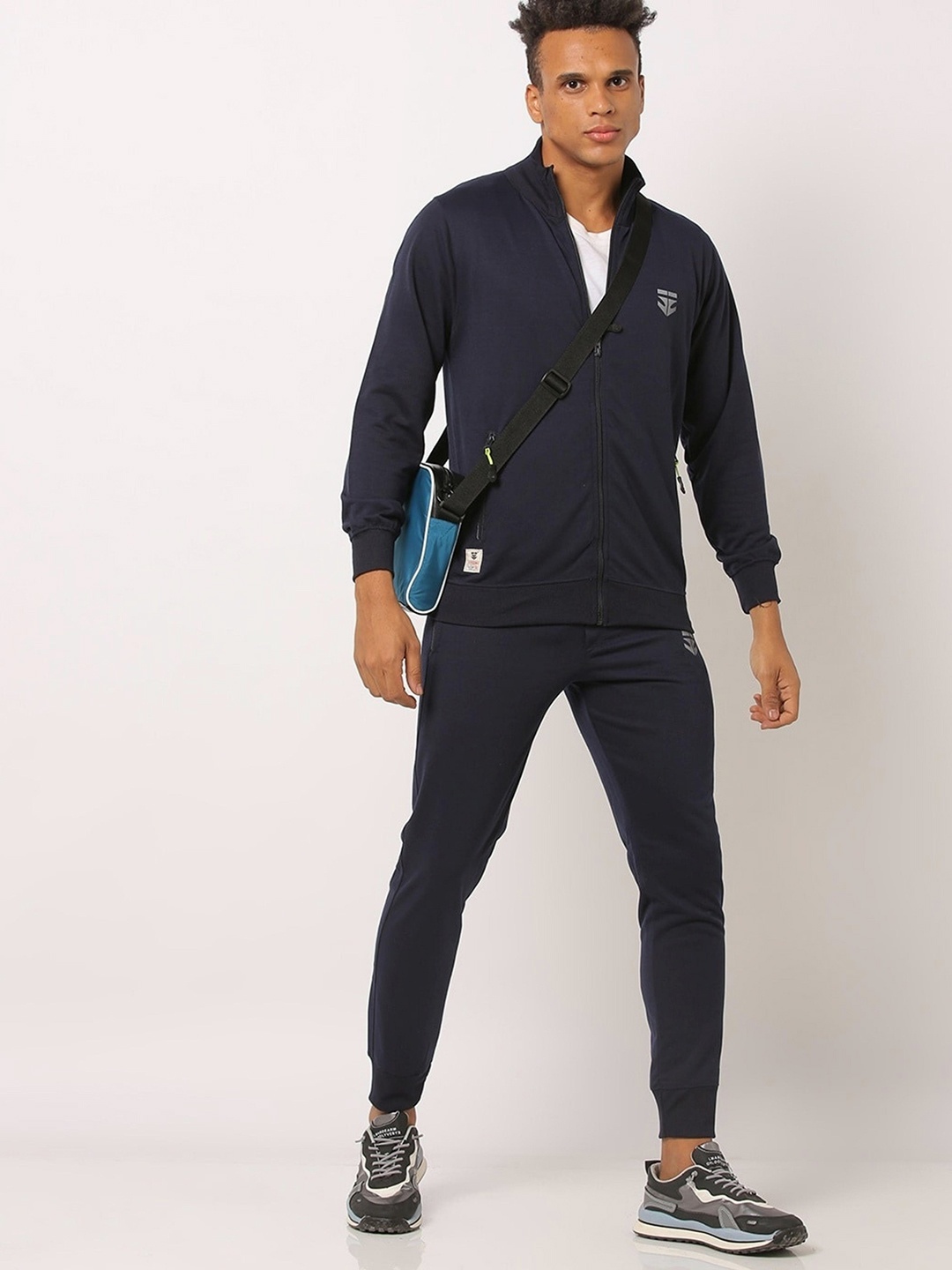

Sports52 wear Men Navy Blue Comfort Fit Solid Tracksuit