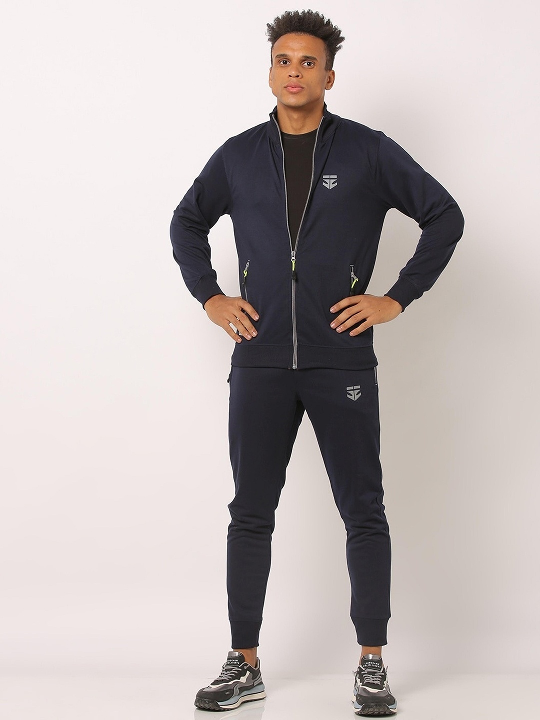 

Sports52 wear Men Solid Cotton Sports Tracksuit, Navy blue