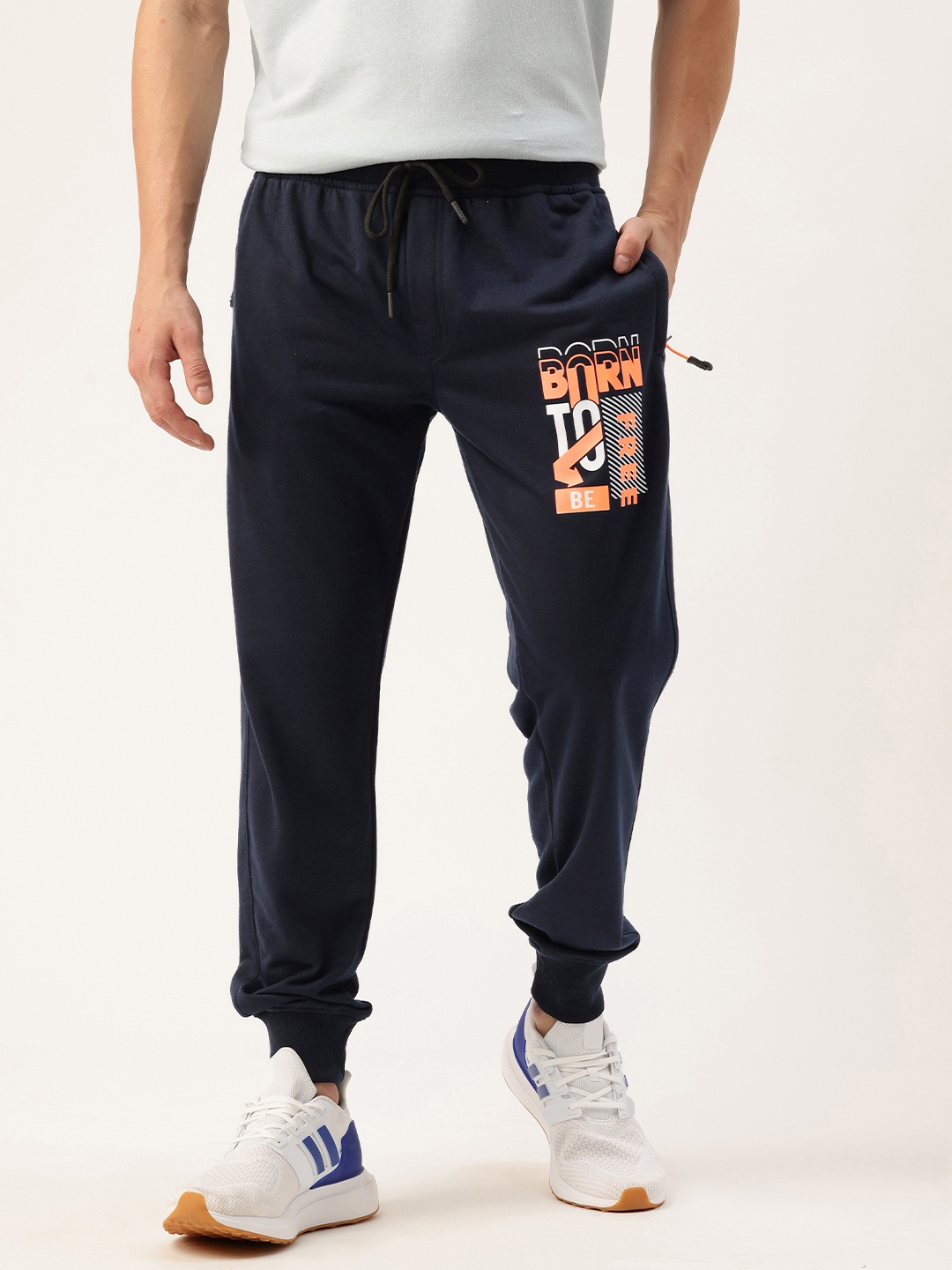 

Sports52 wear Men Slim Fit Typography Printed Joggers, Navy blue
