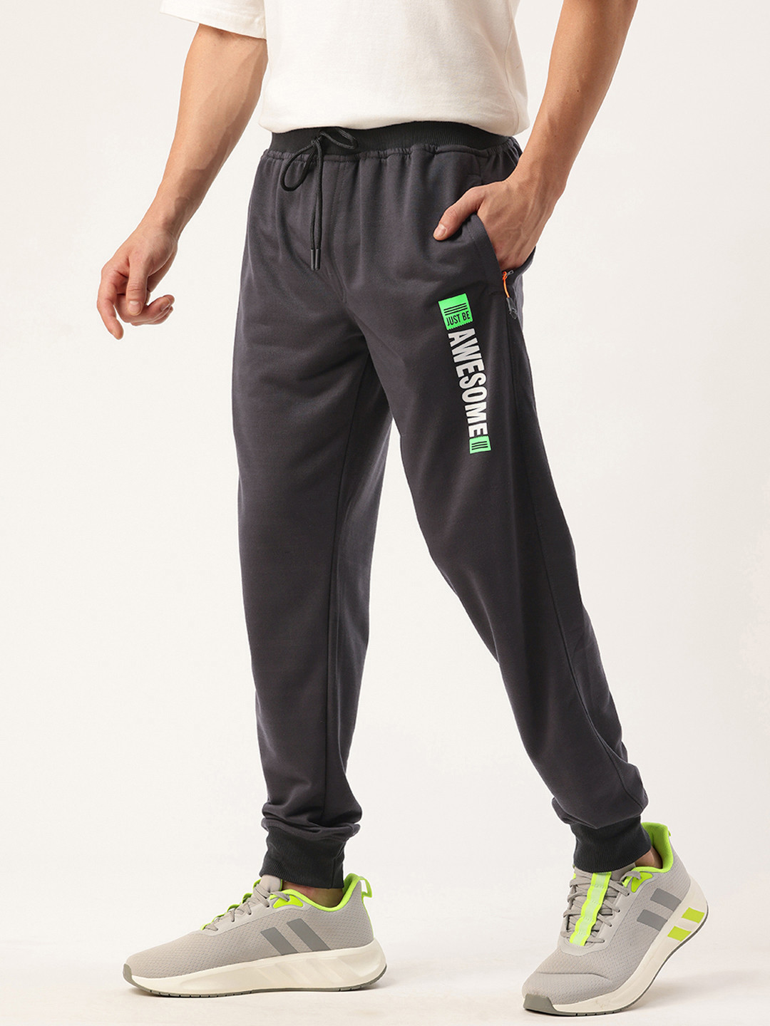 

Sports52 wear Men Slim Fit Typography Printed Joggers, Grey