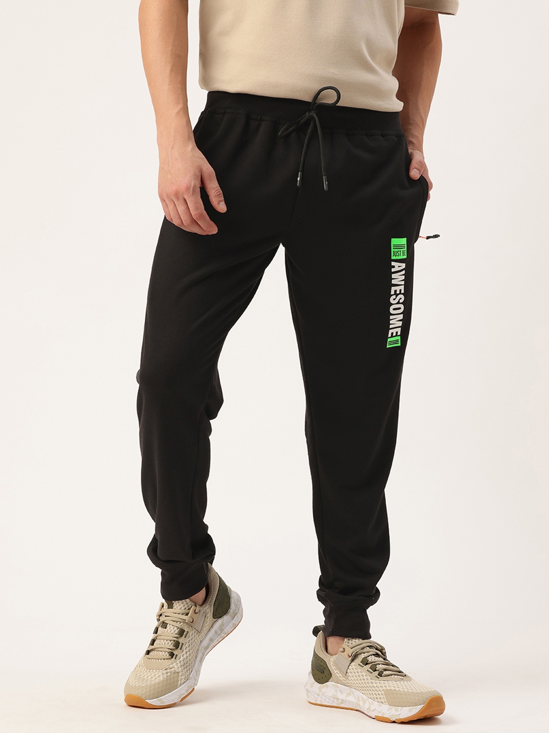 

Sports52 wear Men Slim Fit Typography Printed Joggers, Black