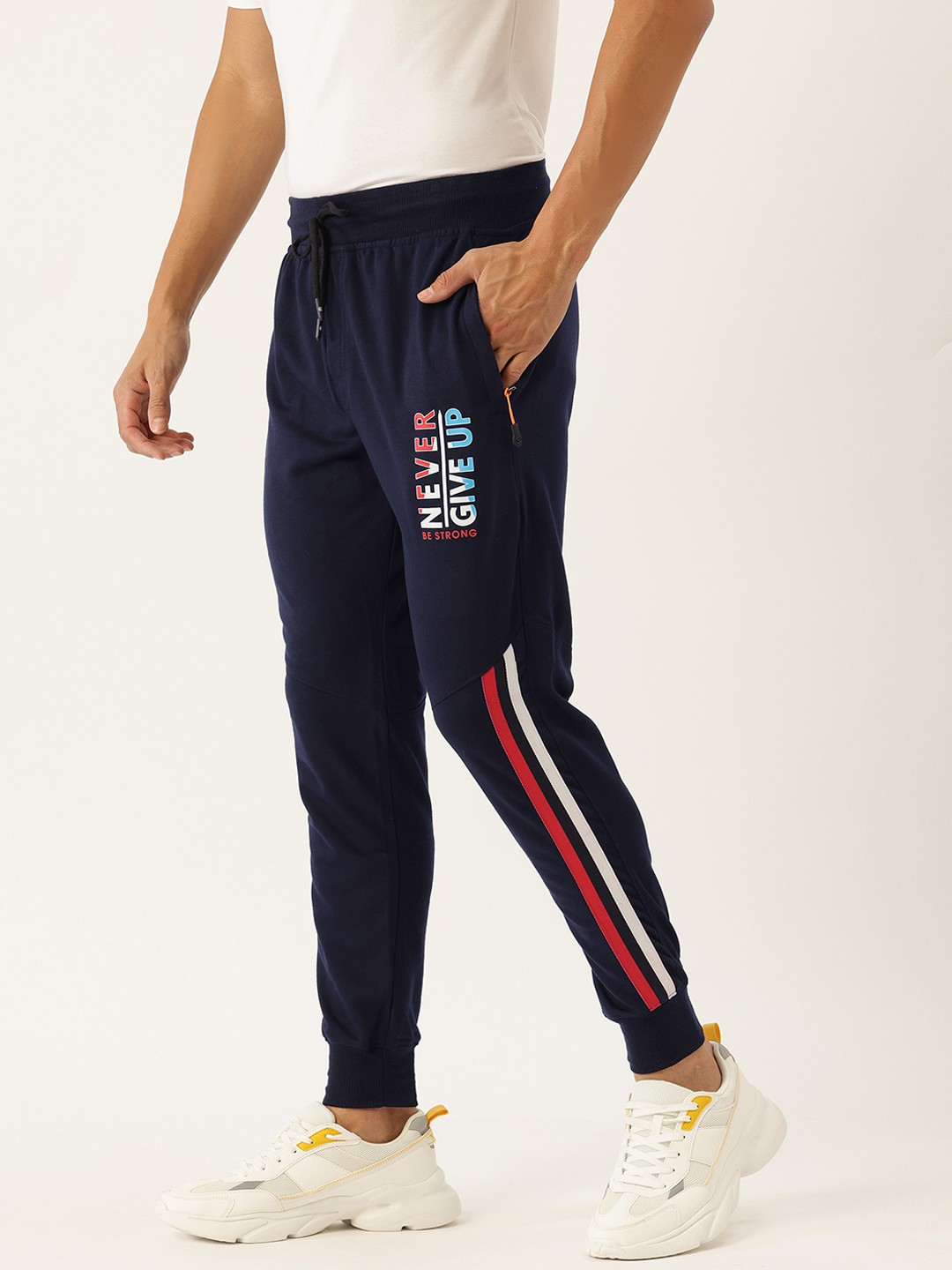 

Sports52 wear Men Typography Printed Slim Fit Sports Joggers, Navy blue