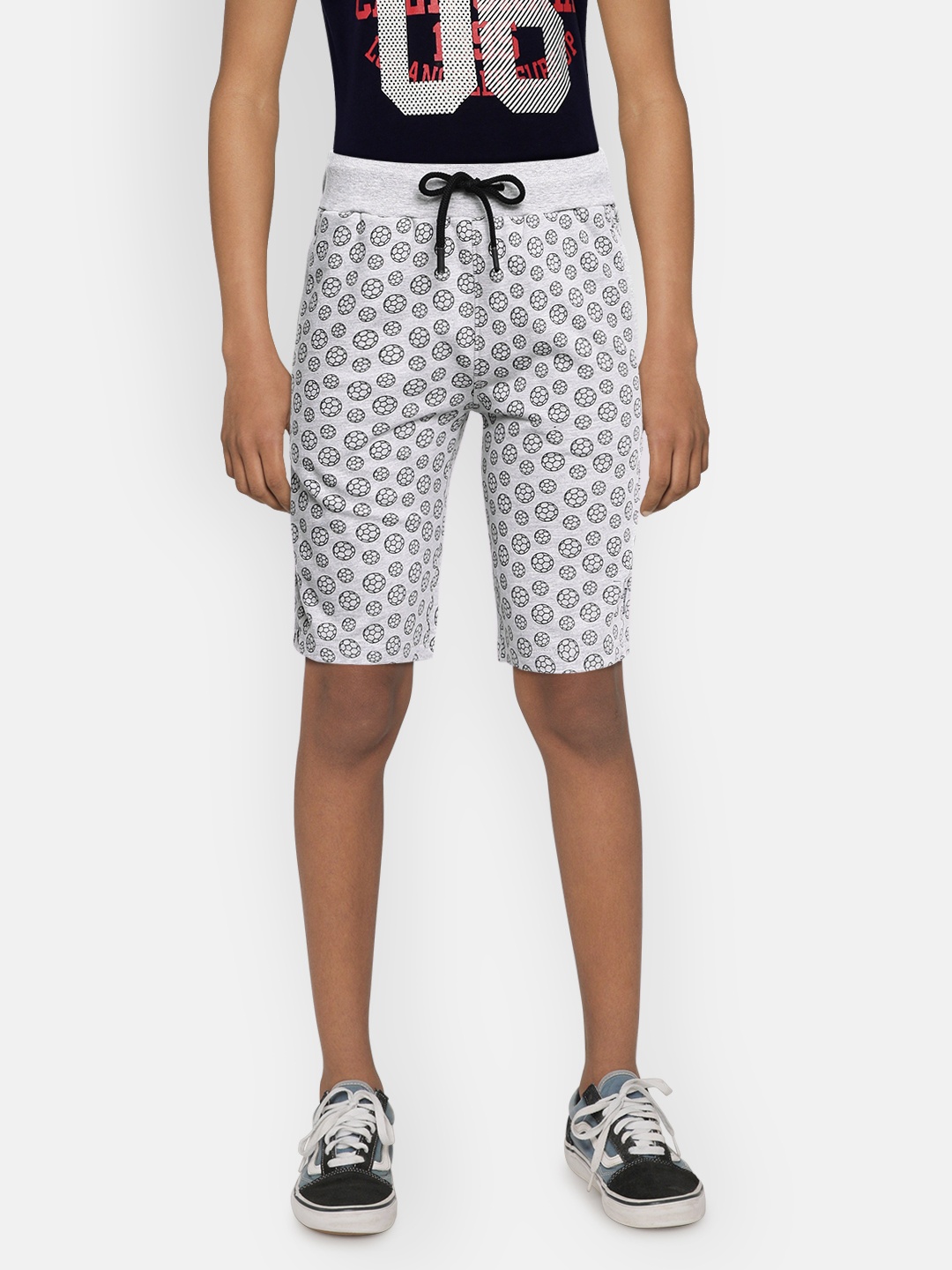 

Indian Terrain Boys Grey Printed Mid-Rise Regular Shorts