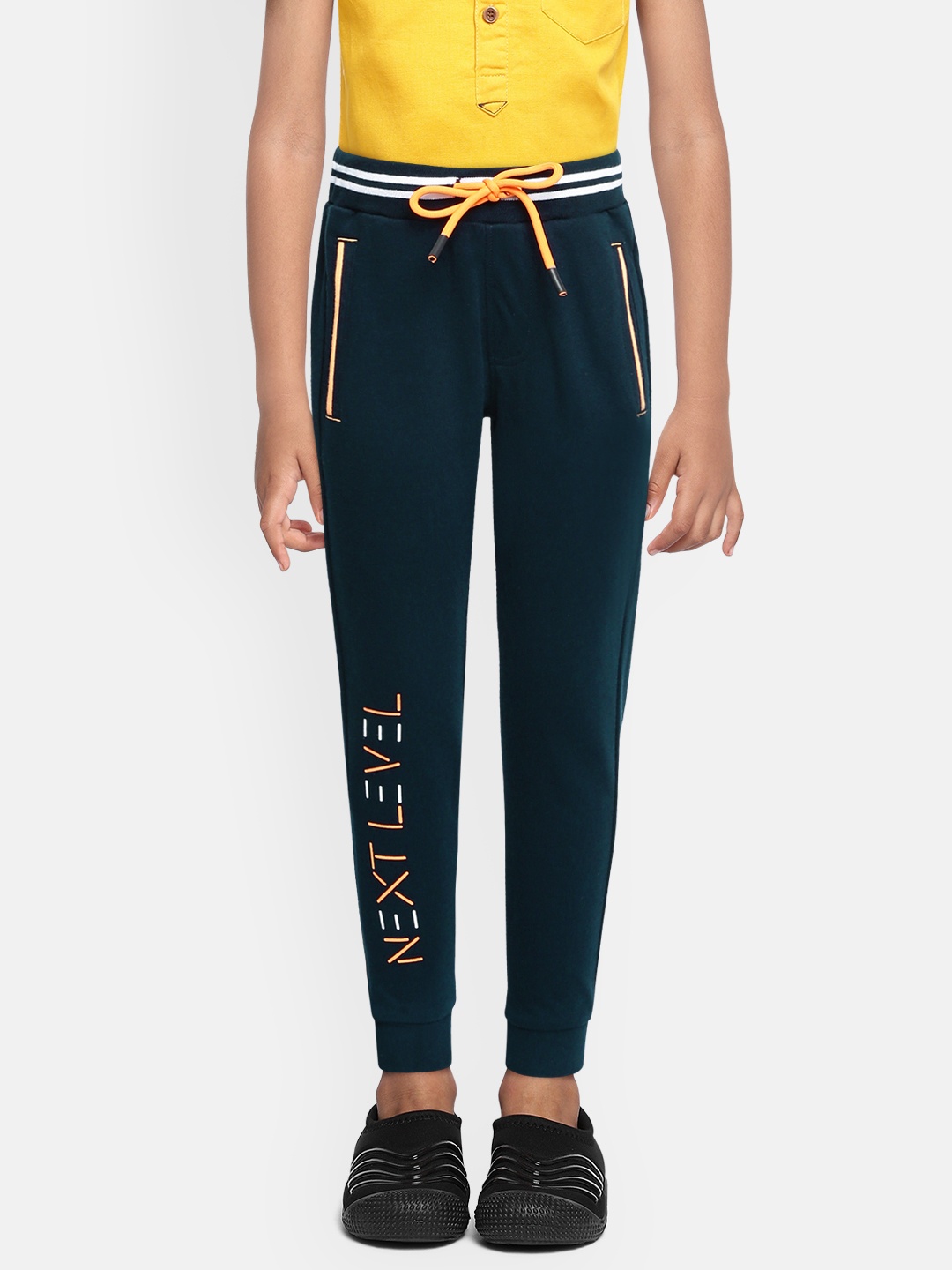 

Indian Terrain Boys Navy Blue Printed Straight Fit Pure Cotton Joggers