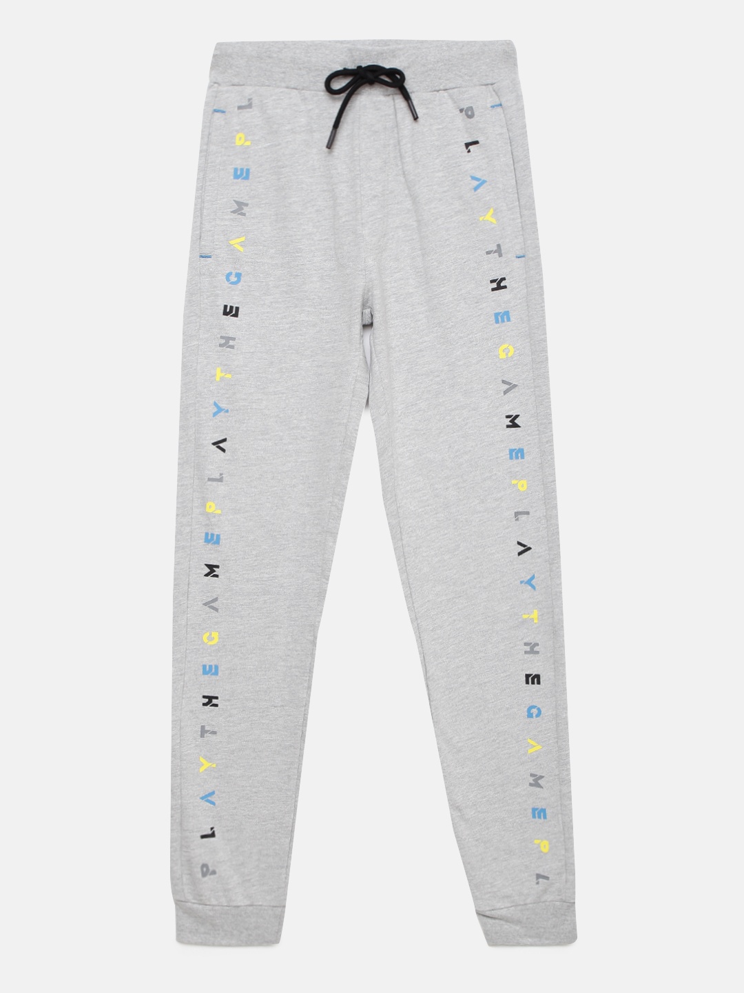 

Indian Terrain Boys Grey Melange Slim Fit Printed Joggers