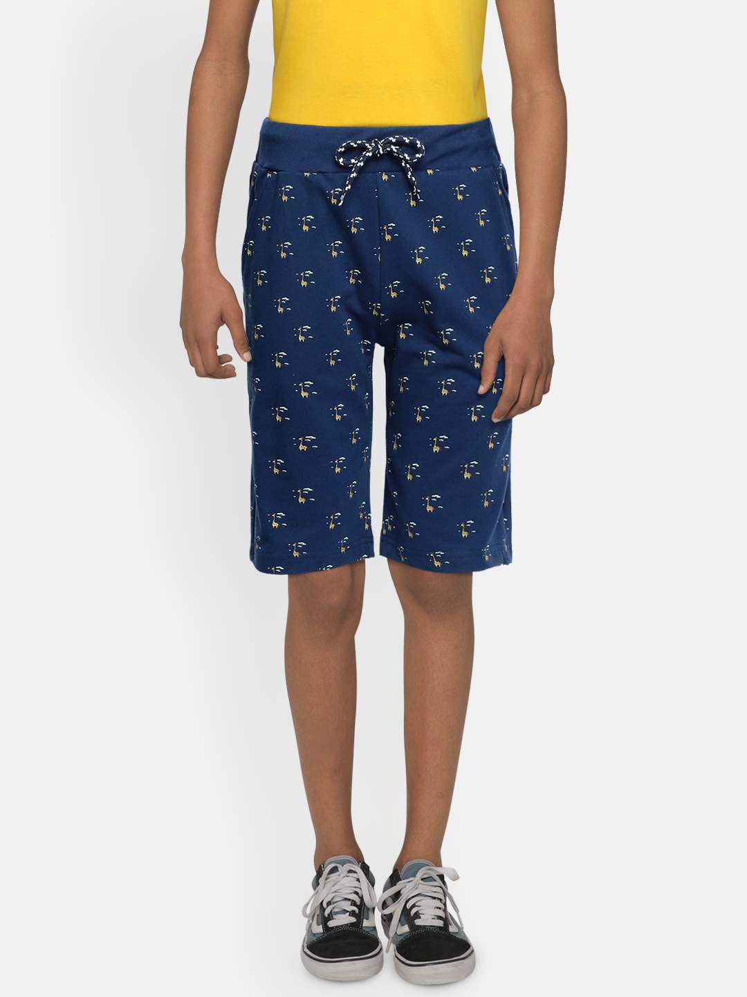 

Indian Terrain Boys Navy Blue Printed Pure Cotton Shorts