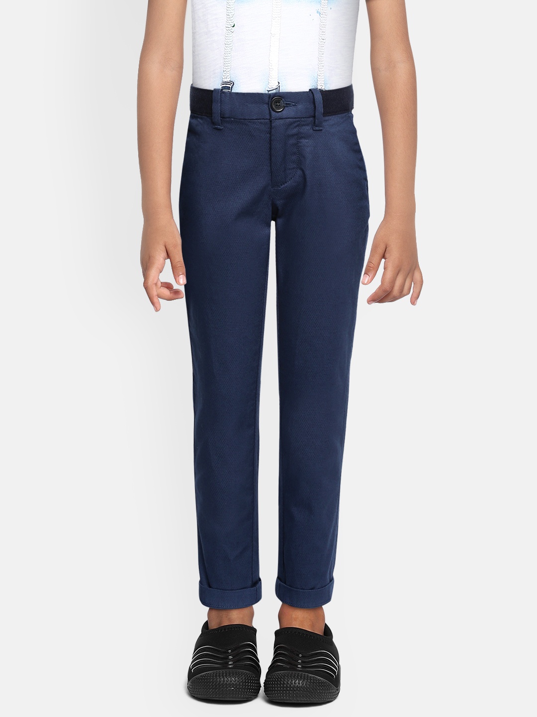 

Indian Terrain Boys Blue Slim Fit Regular Trousers