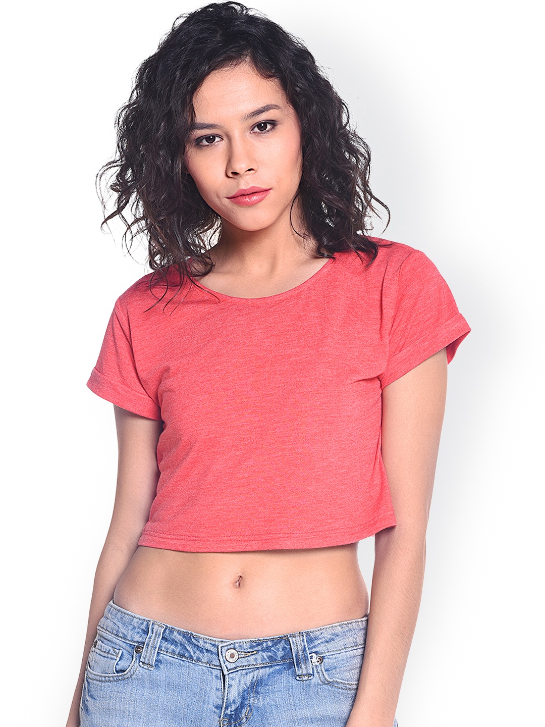 

Besiva Coral Pink Crop Top