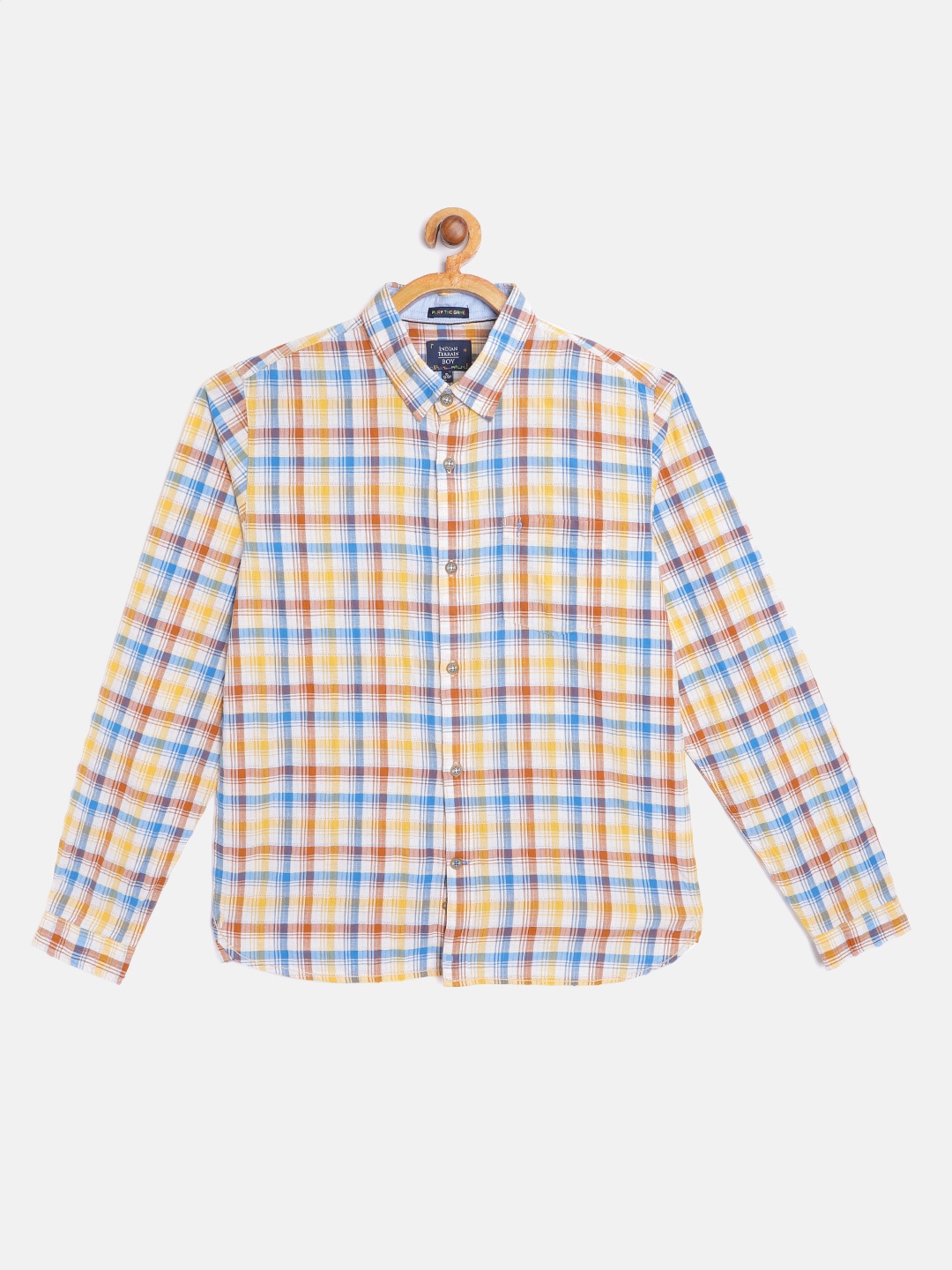 

Indian Terrain Boys Yellow & Blue Checked Casual Shirt