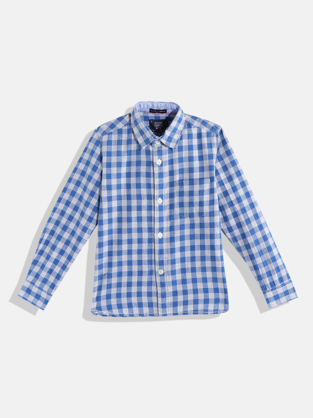 

Indian Terrain Boys Blue Gingham Checked Pure Cotton Casual Shirt