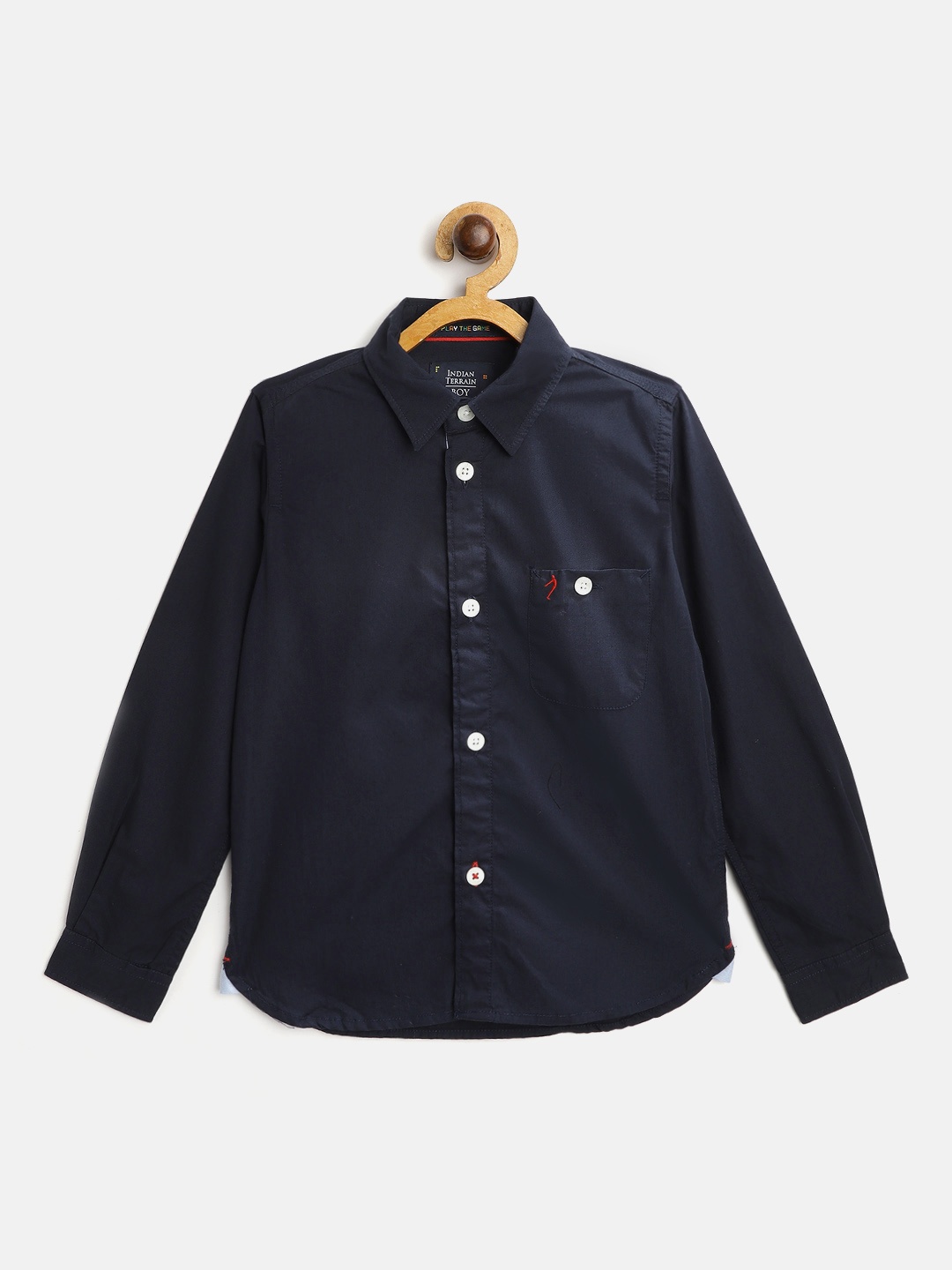 

Indian Terrain Boys Navy Blue Solid Casual Shirt