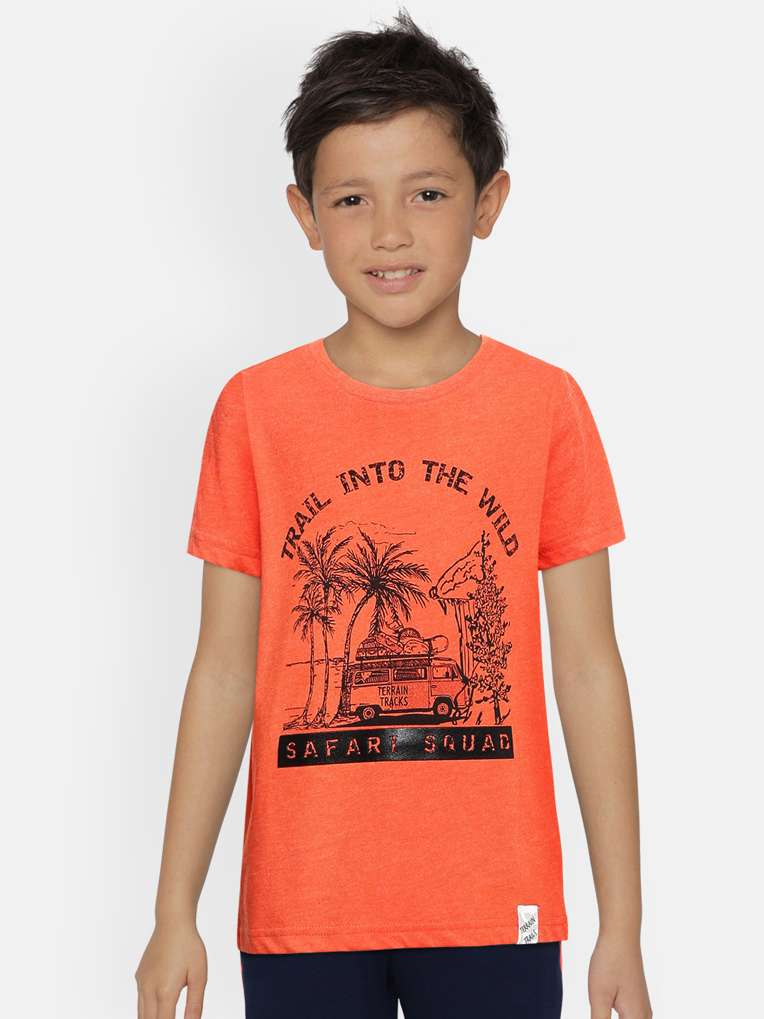 

Indian Terrain Boys Orange Printed T-shirt