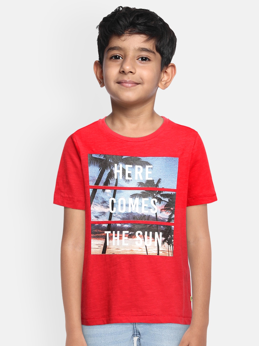 

Indian Terrain Boys Red Pure Cotton Printed Pure Cotton T-shirt