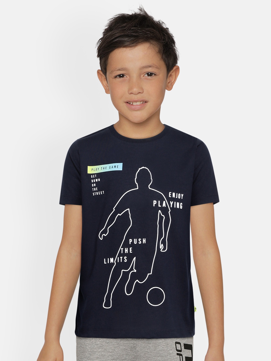 

Indian Terrain Boys Navy Blue & White Printed T-shirt