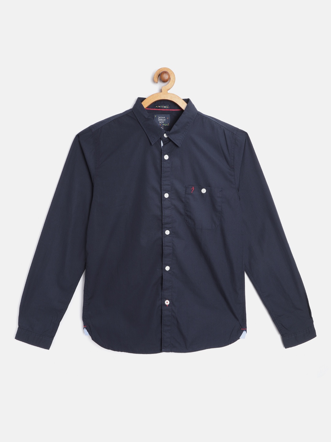 

Indian Terrain Boys Navy Blue Solid Casual Shirt
