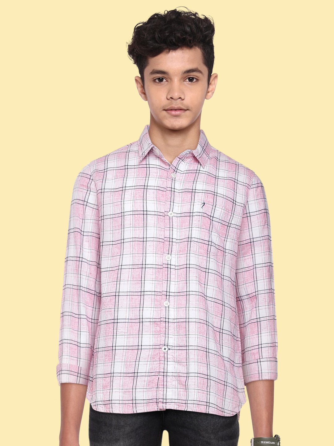 

Indian Terrain Boys Pink & White Checked Casual Shirt