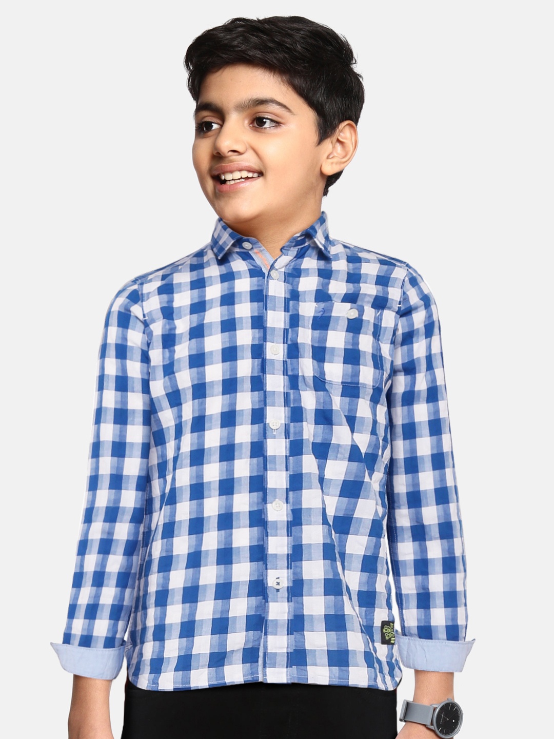 

Indian Terrain Boys Blue & White Cotton Checked Casual Shirt