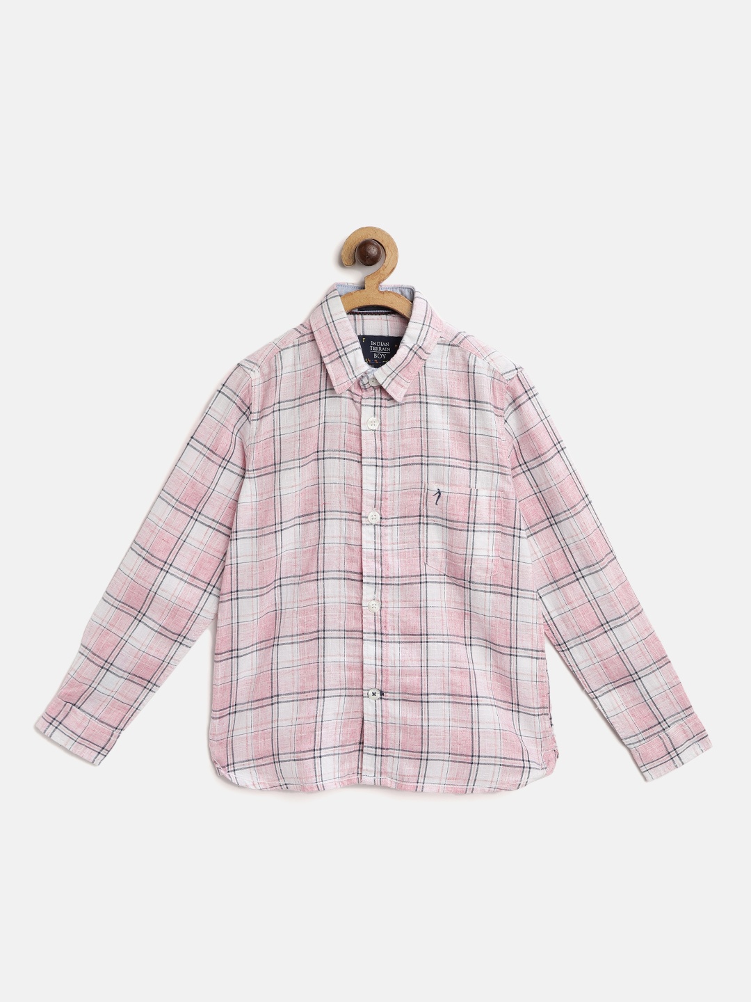 

Indian Terrain Boys Peach-Coloured & White Checked Casual Shirt