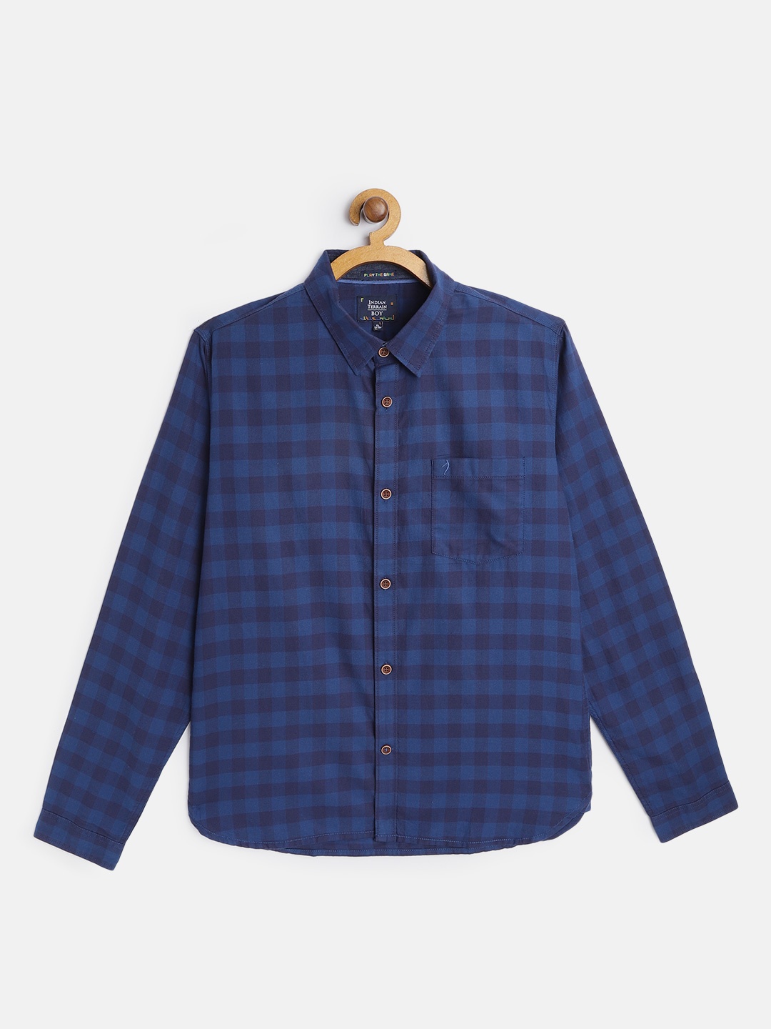 

Indian Terrain Boys Blue Cotton Checked Casual Shirt